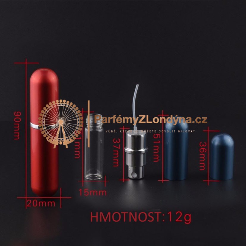 Flakonek na parfém MUB 5 ml - Barva: Zelená